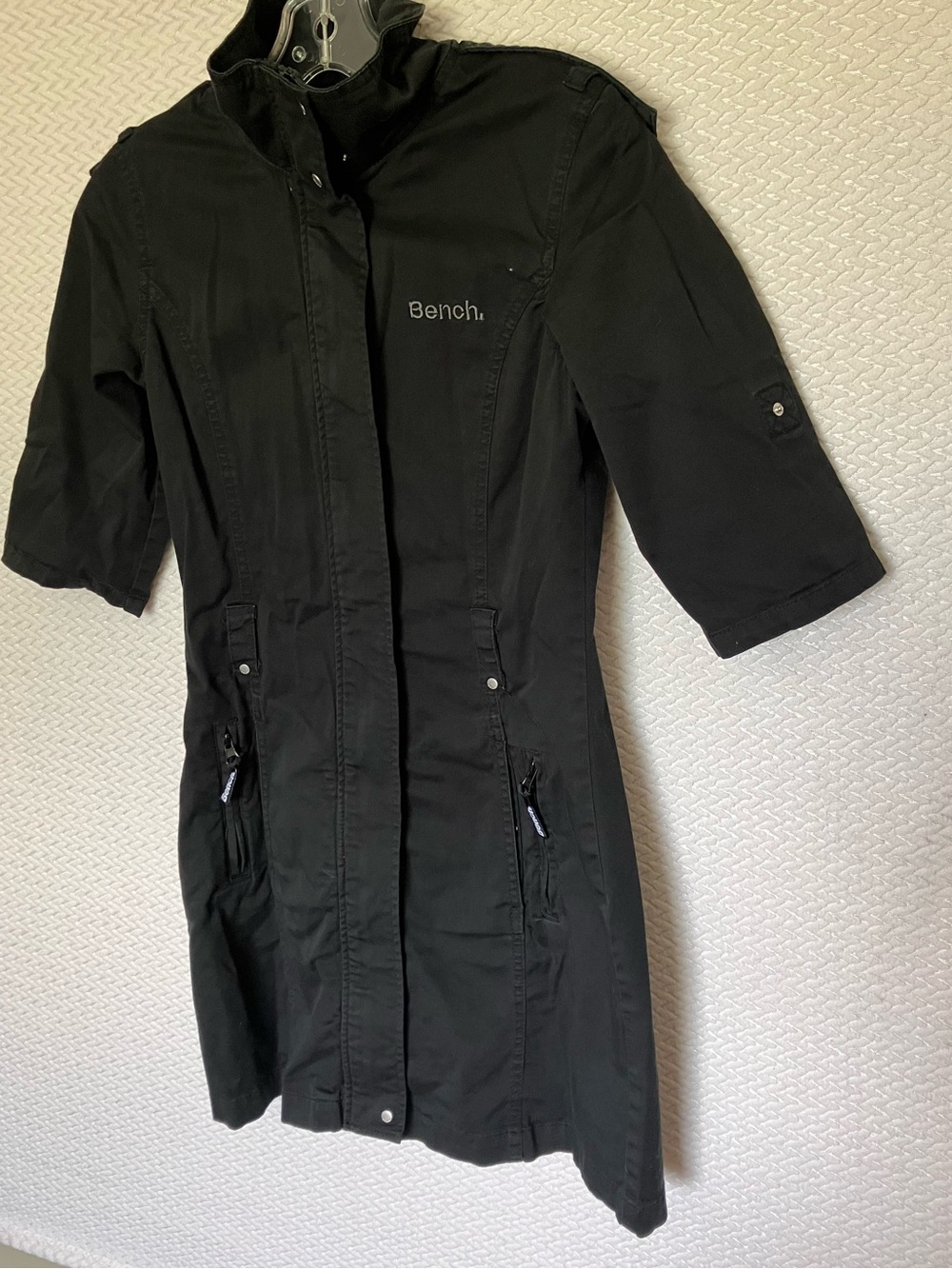 Bench Black Full Zip Mock Neck Short-Sleeve Cotton Jacket Dress Women’s Small - Picture 4 of 14